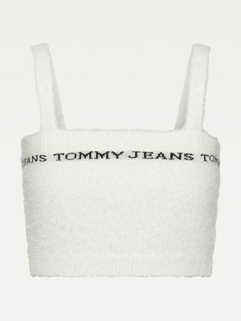 Női Tommy Hilfiger Recycled Fuzzy Camisole Pulóverek Fehér | HU 362GSO